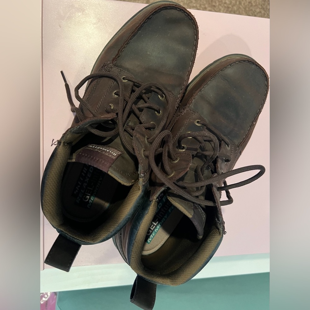 Brown Skechers Relaxed Fit Memory Foam Boots